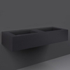 Doppel - Hängewaschbecken,  rechteckig,  1230mm x 470mm,  ohne Hahnloch,  Uni Dark Black (Schwarz) – RAK Precious x Hudson Reed