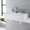 Doppel-Aufsatzwaschbecken,  rechteckig – 820mm x 420mm,  mit 2 Hahnlöchern – Halwell