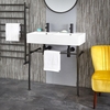 Doppel-Waschtisch mit Metallgestell Schwarz Breite 820mm - Halwell