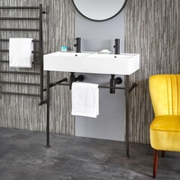 Doppel-Waschtisch mit Metallgestell Schwarz Breite 820mm - Halwell