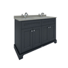Doppelwaschtisch 120cm mit Unterschrank & Waschbecken,  Ablage Grau – Farbe & Hahnlöcher wählbar – RAK Washington x Hudson Reed