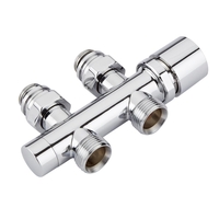 Durchgangs-Hahnblockventil Chrom mit weißem Thermostatkopf und auswählbaren Rohr-Adaptern,  von Hudson Reed