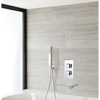 Dusch- und Badesystem mit Thermostat und Umsteller – mit Handbrauseset und Wasserfall-Wanneneinlauf – Chrom - Kubix