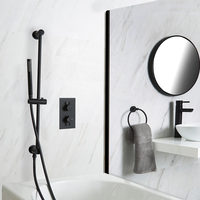 Dusch- und Badesystem mit Unterputz-Thermostat – mit Brausestangenset – Schwarz – Nox