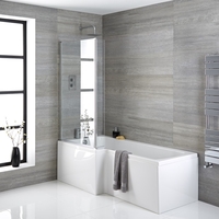 Dusch-Badewanne,  linksbündig,  1700x850mm - Schürze,  Ablauf und Duschaufsatz wählbar – Sandford