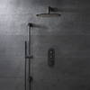 Duscharmatur mit Drucktasten 2 Verbraucher inkl. 300mm Duschkopf Rund & Brausestangenset - Schwarz - Idro