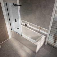 Duschbadewanne - inkl. Badewannenaufsatz in Schwarz 180 x 80cm - mit Seiten- & Endverkleidung - Sandford von Hudson Reed