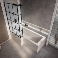 Duschbadewanne inkl. aufsatz mit Gittermuster - Linksbündig - 1700mm x 850mm - Mit Seitenverkleidung – Sandford von Hudson Reed