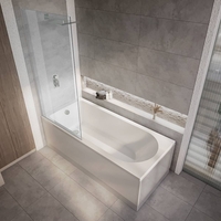 Duschbadewanne inkl. Badewannenaufsatz in Chrom 170 x 70cm mit Seitenverkleidung – Covelly von Hudson Reed