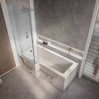 Duschbadewanne inkl. Badewannenaufsatz in Chrom Linksbündig - 1700mm x 850mm Ohne Seiten- & Endverkleidung – Sandford