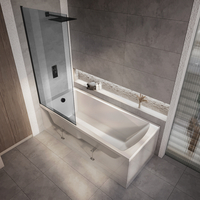 Duschbadewanne inkl. Badewannenaufsatz mit getöntem Glas 1800mm x 800mm - ohne Seiten- & Endverkleidung - Sandford