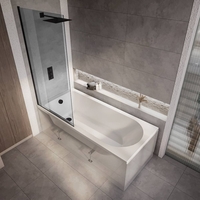 Duschbadewanne inkl. Badewannenaufsatz mit getöntem Glas1500mm x 700mm – Covelly von Hudson Reed