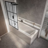 Duschbadewanne inkl. Badewannenaufsatz mit Gittermuster 1400mm x 700mm - mit Seitenverkleidung - Sandford von Hudson Reed