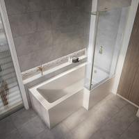 Duschbadewanne mit Badewannenaufsatz in antikem Messing - Rechtsbündig - 170 cm - Mit Seitenverkleidung – Hudson Reed Sandford