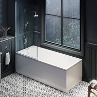 Duschbadewanne retro inkl. Badewannenaufsatz in Chrom,  Größe & Badewannenschürze wählbar – Richmond Hudson Reed
