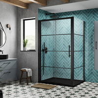 Duschkabine mit Schiebetür in Matt-Schwarz 1200mm x 900mm & Duschwanne mit Schiefer-Effekt in Anthrazit (Eckeinbau) – Apex