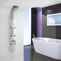 Duschpaneel mit Thermostat & Ablage,  auch zur Eckmontage inkl. Duschkopf,  Handbrause & Körperdüsen aus Aluminium - Baya von Hudson Reed