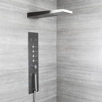 Duschpaneel mit Thermostat – mit Regen/Wasserfall-Duschkopf,  Handbrause und Körperdüsen - Grau – Océanie