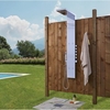 Duschpaneel mit Thermostat,  für den Außenbereich - mit Regen/Wasserfall-Duschkopf,  Handbrauseset und Körperdüsen - Chrom – Delta