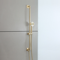 Duschstange inkl. integriertem Auslassbogen und Handbrause satiniertes Gold - Lune