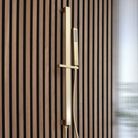 Duschstange inkl. integriertem Auslassbogen und Handbrause satiniertes Gold – Lyra