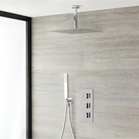 Duschsystem Kubix inkl 40x40cm Kopfbrause,  Handbrause & Thermostat Duscharmatur,  von Hudson Reed