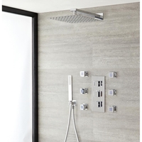 Duschsystem Kubix inkl Kopfbrause,  Handbrause,  Seitenbrausen & Thermostat Duscharmatur,  von Hudson Reed