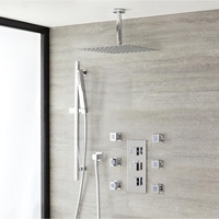 Duschsystem mit Kopfbrause,  Brausegarnitur,  Bodyjets & Thermostat Kubix,  von Hudson Reed