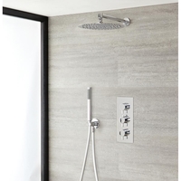 Duschsystem mit Thermostat - mit 300mm rundem Duschkopf und Handbrauseset - Chrom - Como