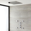 Duschsystem mit Thermostat – mit 400mm x 400mm Unterputz-Duschkopf und Körperdüsen - Chrom – Kubix