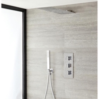 Duschsystem mit Thermostat – mit schmalem Duschkopf und Handbrauseset - Chrom - Kubix
