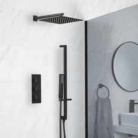 Duschsystem mit Unterputz-Thermostat,  30cm x 30cm Duschkopf,  Brausestangenset - Schwarz - Preto Hudson Reed