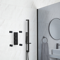 Duschsystem mit Unterputz-Thermostat,  Brausestangenset und Körperdüsen - Schwarz - Preto Hudson Reed