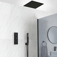 Duschsystem mit Unterputz-Thermostat in Schwarz - inkl. 40cm x 40cm Unterputz-Duschkopf und Handbrauseset - Preto Hudson Reed