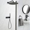 Duschsystem mit Unterputz-Thermostat,  rundem 30cm Wand-Duschkopf und Handbrause – Schwarz – Nox Hudson Reed