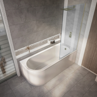 Eck-Dusch-Badewanne inkl. Badewannenaufsatz in antikem Messing 1700mm x 725mm – Rechtsbündig – Otterton