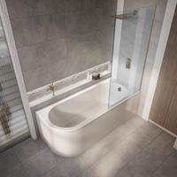 Eck-Dusch-Badewanne inkl. Badewannenaufsatz in gebürstetem Kupfer 1700mm x 725mm – Rechtsbündig – Otterton