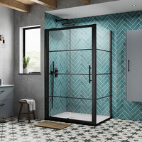 Eck-Duschkabine mit Schiebetür in Matt-Schwarz & Duschwanne in Weiß,  Größe ab 120cm x 80cm – Apex Hudson Reed