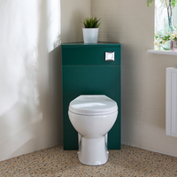 Eck-Spülkastenverkleidung (Dunkelgrün) - mit Select-WC - inkl. einem Spülknopf in Chrom - Cluo von Hudson Reed