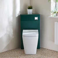 Eck-Spülkastenverkleidung (Dunkelgrün) mit Milton-WC inkl. einem Spülknopf in Chrom - Cluo