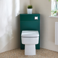 Eck-Spülkastenverkleidung (Dunkelgrün) mit Sandford-WC inkl. einem Spülknopf in Chrom - Cluo