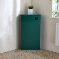 Eck-Spülkastenverkleidung (Dunkelgrün) ohne WC inkl. einem Spülknopf in Schwarz - Cluo