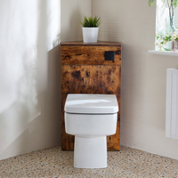 Eck-Spülkastenverkleidung (Dunkle Eiche) mit Sandford-WC inkl. einem Spülknopf in Schwarz - Cluo