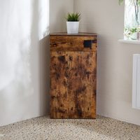 Eck-Spülkastenverkleidung (Dunkle Eiche) ohne WC inkl. einem Spülknopf in Schwarz - Cluo