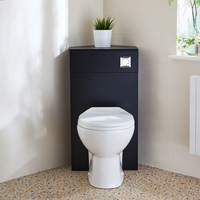 Eck-Spülkastenverkleidung (Schwarzgrau) - mit Select-WC - inkl. einem Spülknopf in Chrom - Cluo von Hudson Reed