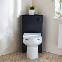 Eck-Spülkastenverkleidung (Schwarzgrau) mit Covelly-WC inkl. einem Spülknopf in Schwarz - Cluo