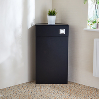 Eck-Spülkastenverkleidung (Schwarzgrau) ohne WC inkl. einem Spülknopf in Chrom - Cluo