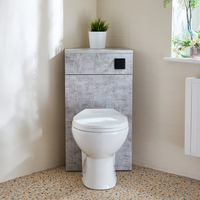 Eck-Spülkastenverkleidung (Steingrau) - mit Select-WC - inkl. einem Spülknopf in Schwarz - Cluo von Hudson Reed