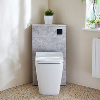 Eck-Spülkastenverkleidung (Steingrau) mit Milton-WC inkl. einem Spülknopf in Schwarz - Cluo