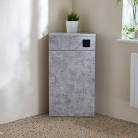 Eck-Spülkastenverkleidung (Steingrau) ohne WC inkl. einem Spülknopf in Schwarz - Cluo